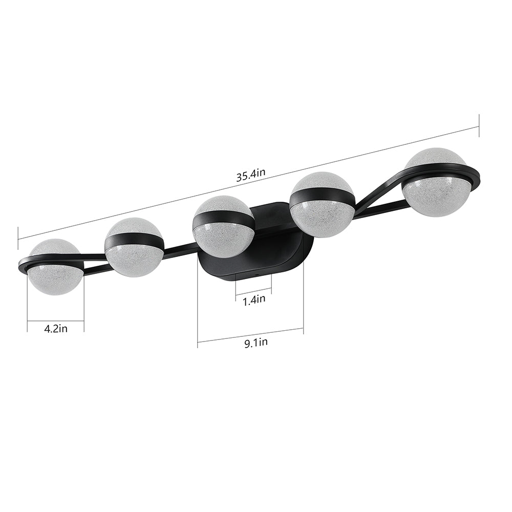 5-LED Bulbs Vanity Lights for Bathroom - Black_7