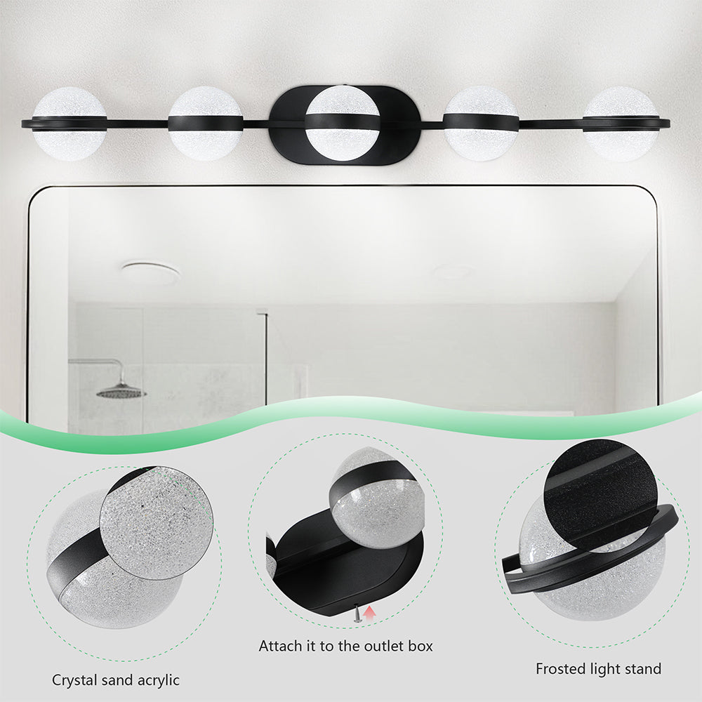 5-LED Bulbs Vanity Lights for Bathroom - Black_5