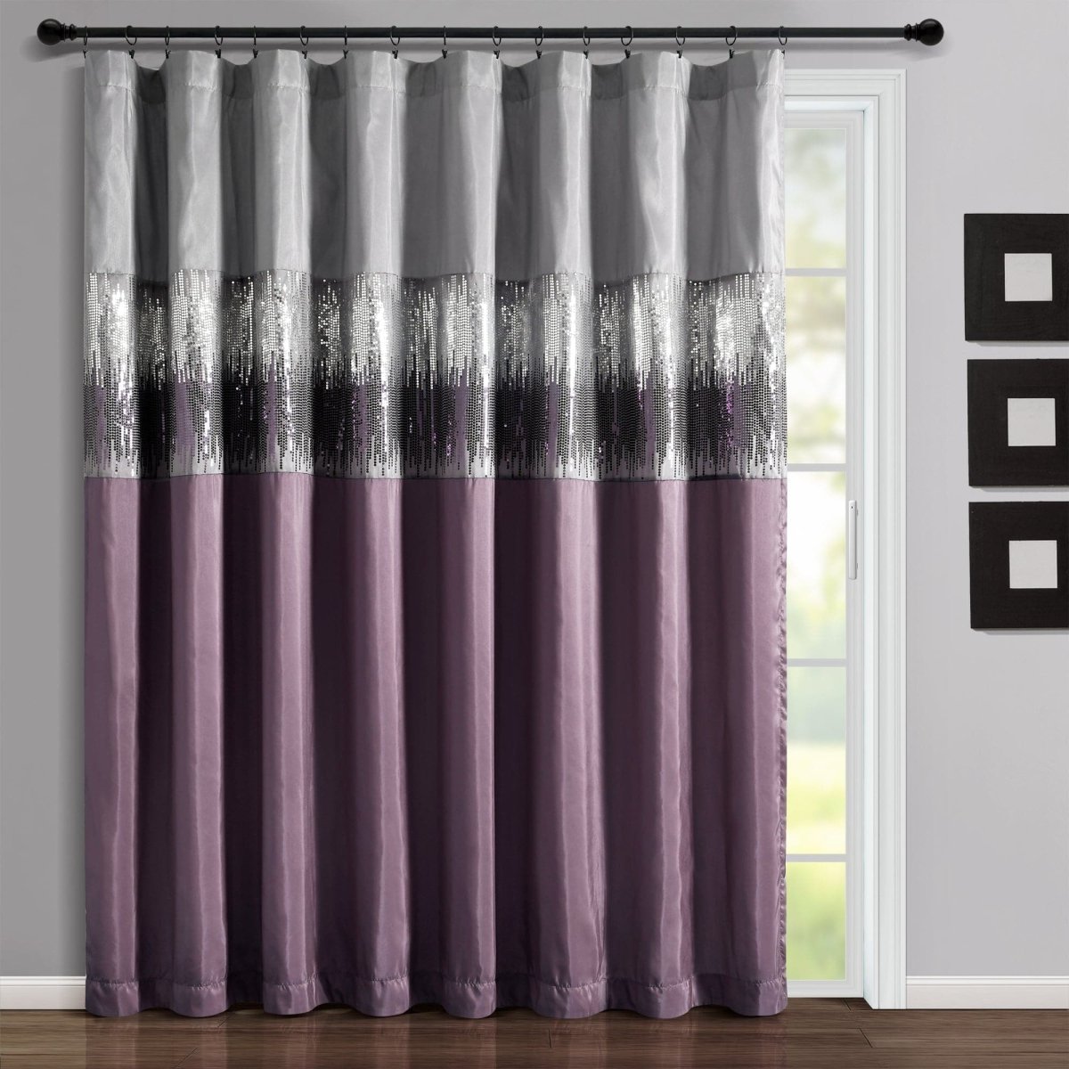 Night Sky Sequins Window Curtain Panel - Shimmery Blackout Drape - 1 Panel