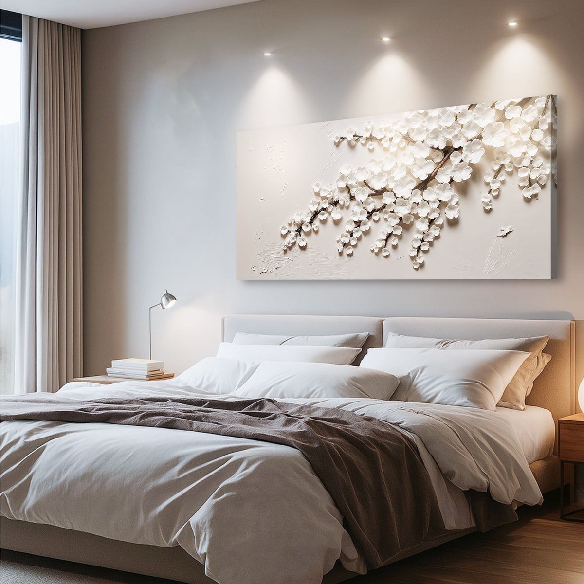 White Cherry Blossom Wall Art