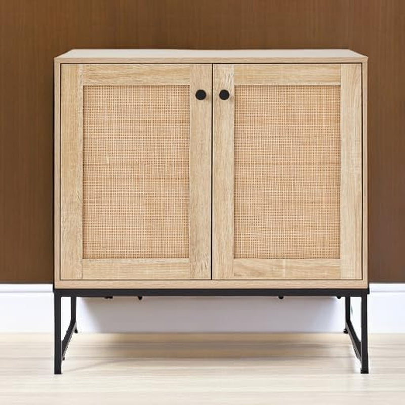 2-Door Rattan Storage Cabinet, Accent Furniture, Multifunctional