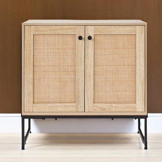 2-Door Rattan Storage Cabinet, Accent Furniture, Multifunctional