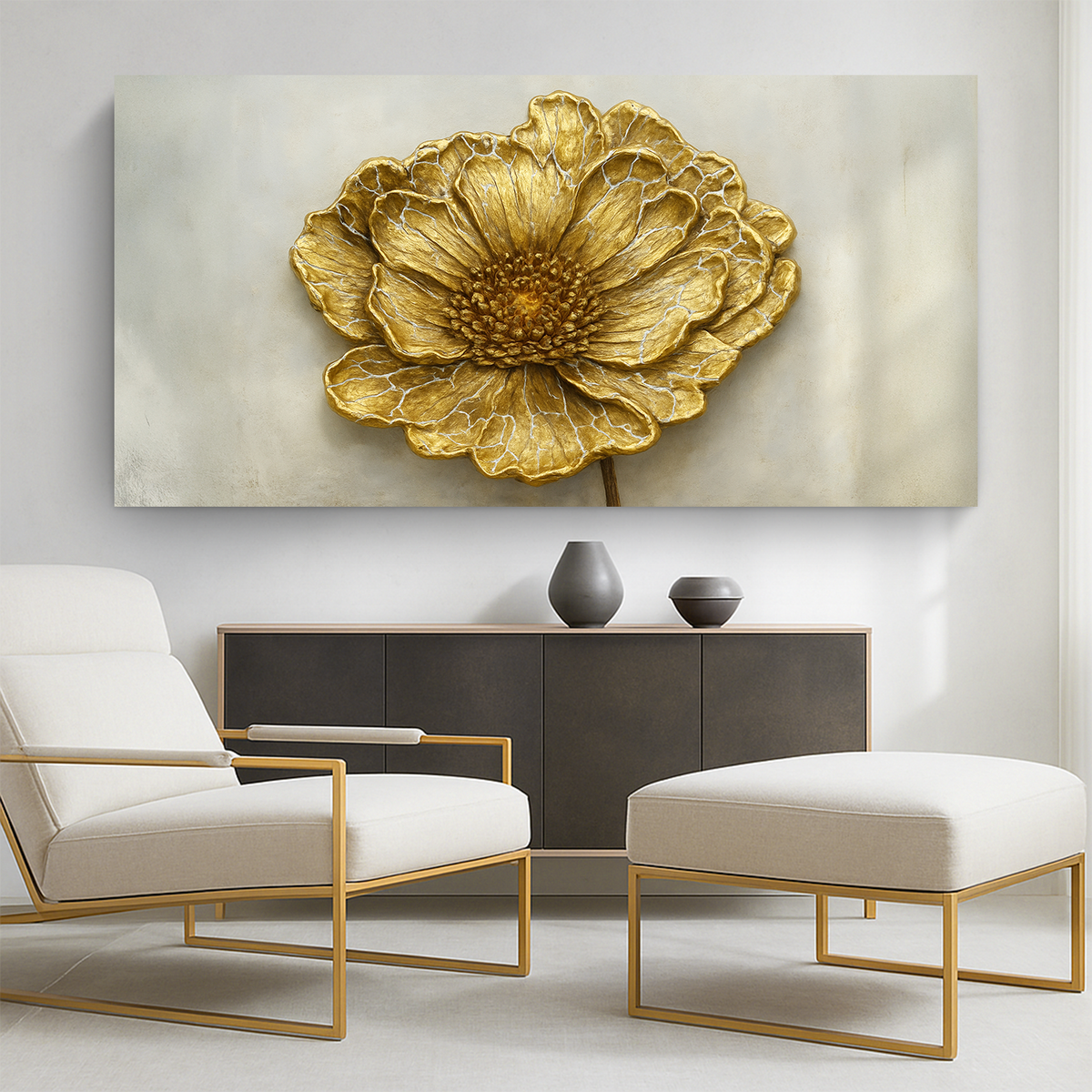 Golden Dandelion Minimalist Abstract Wall Art VI