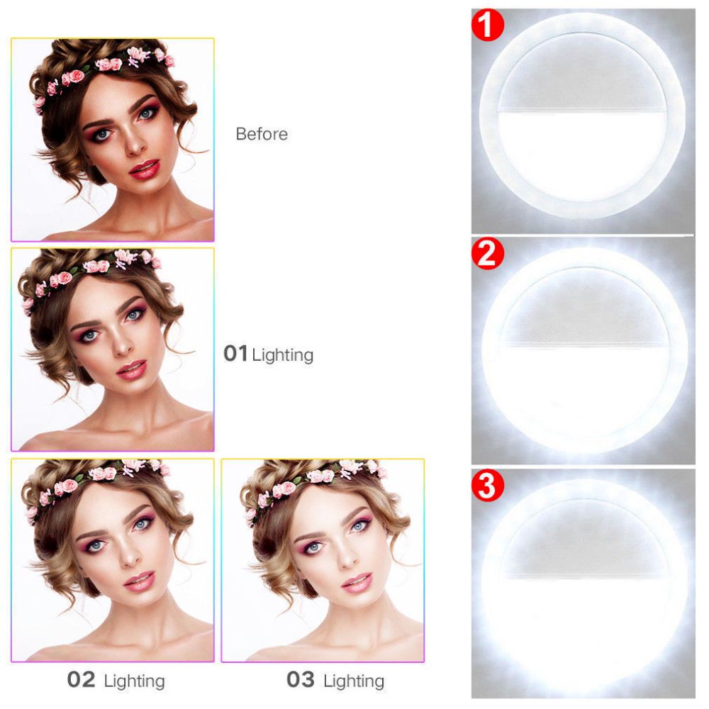 Portable Selfie Ring Light Clip On for Mobile Phone