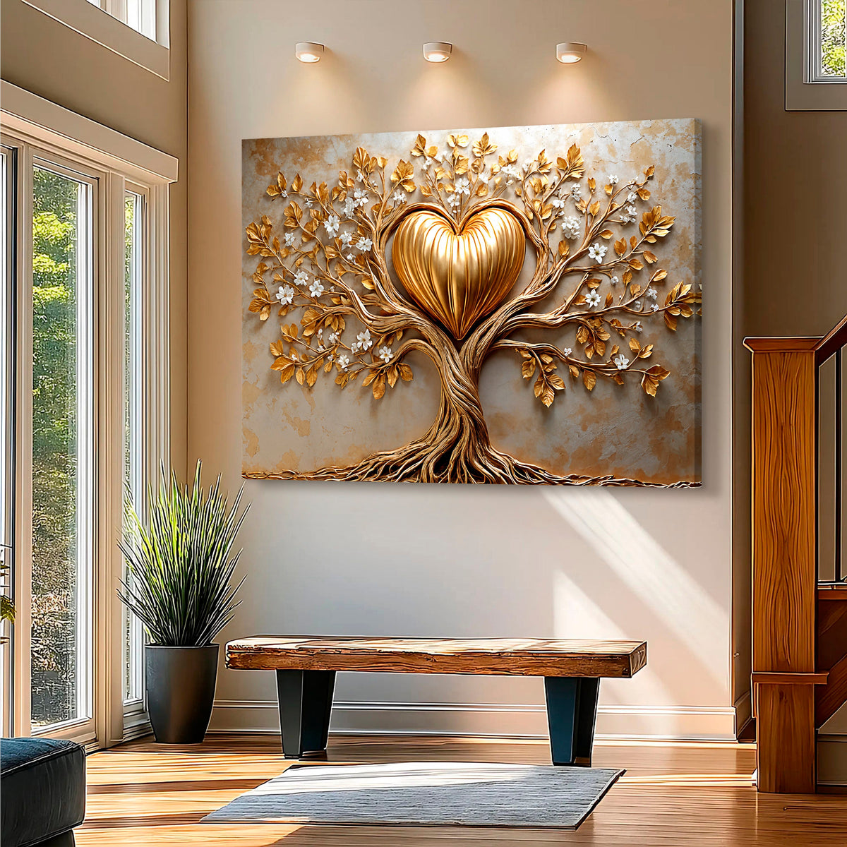 Golden Tree Heart Wall Art