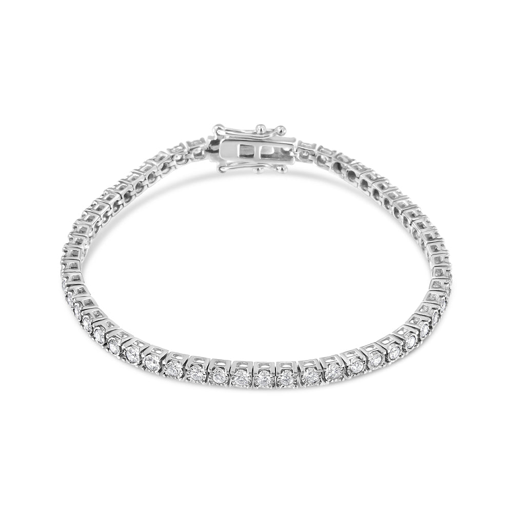 Haus of Brilliance - 14K White Gold 2.0 Cttw Miracle Set Round-Cut Lab Grown Diamond Tennis Bracelet