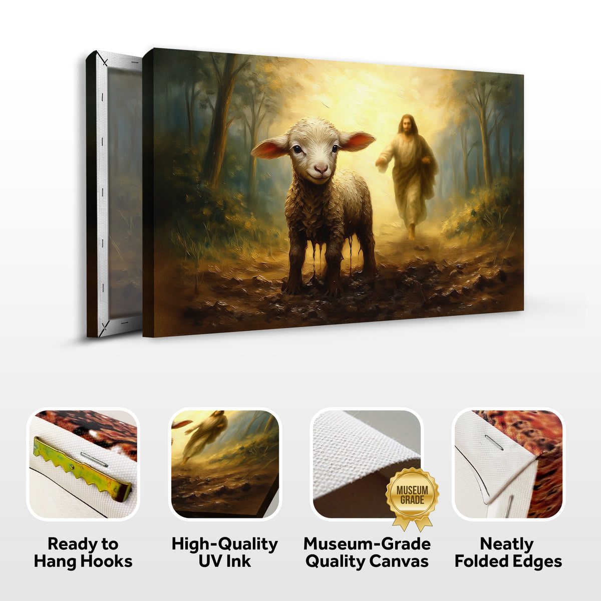 Jesus Running After A Lost Lamb Faith Wall Art