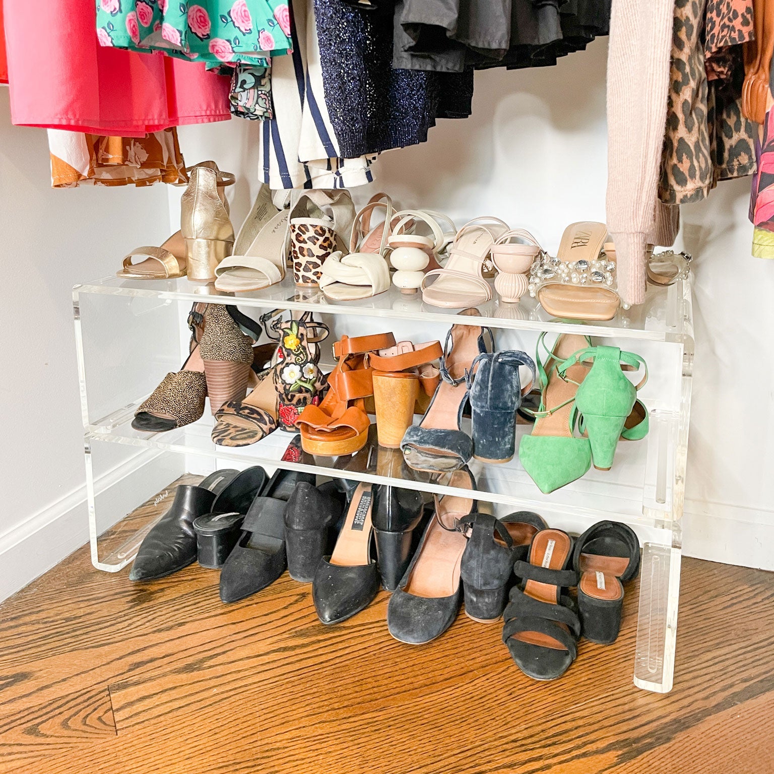 Stackable Acrylic Shoe Shelf - Clear Closet Organizer by Horderly