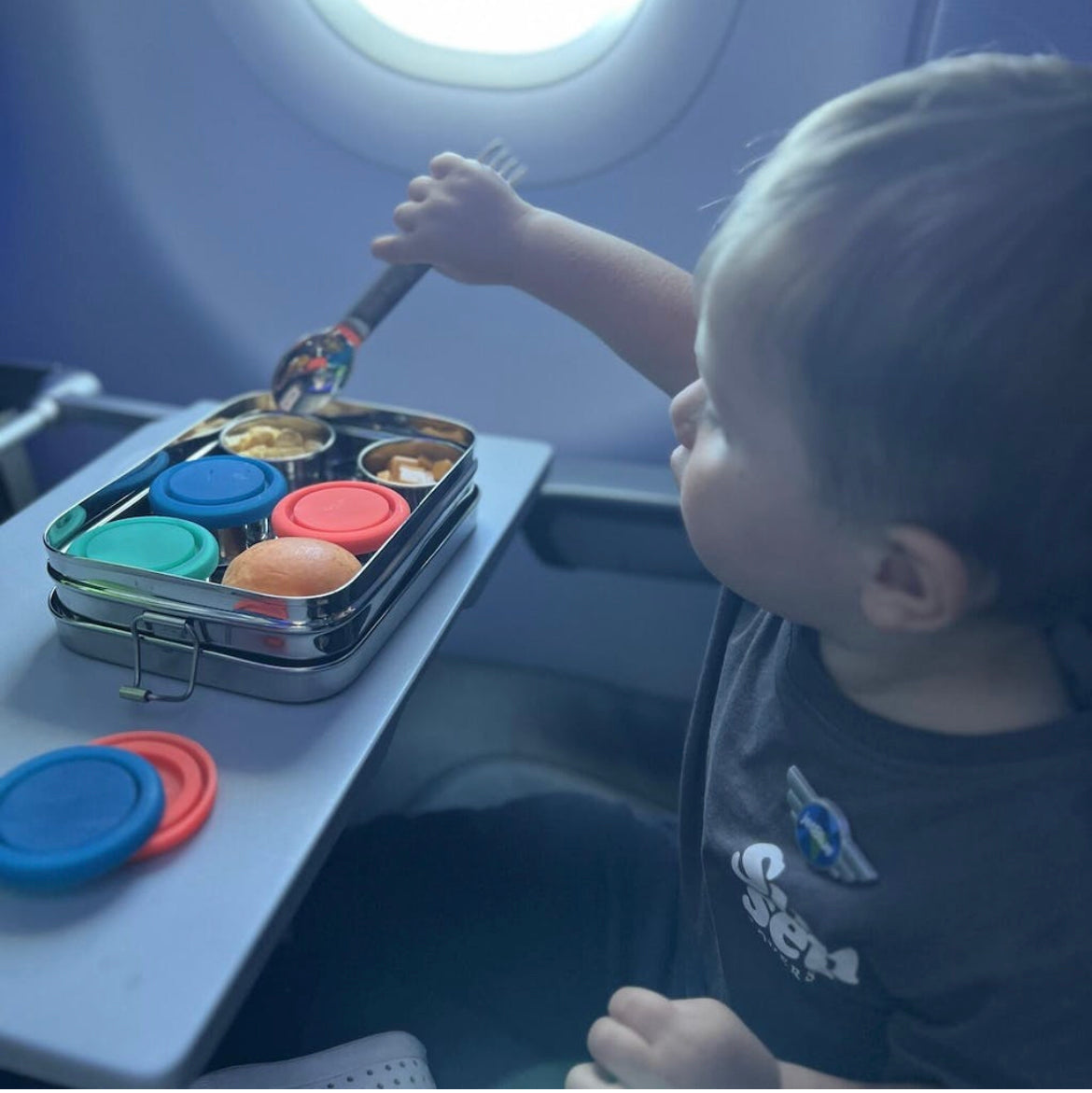 Stainless Steel Snack Box Bundle - 6 Containers, Spork & Leakproof Design for On-The-Go two sided fork and spoon - Bento 