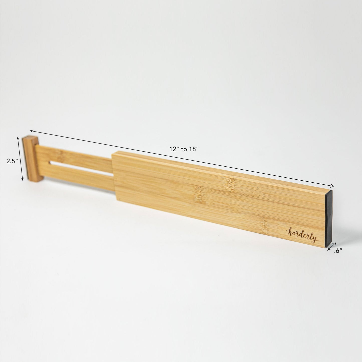 Bamboo Expandable Drawer Dividers – Natural with measurements and dimensions