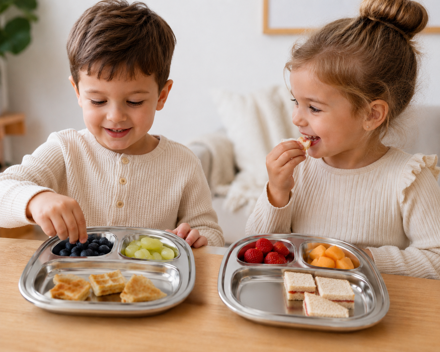 Stainless Steel Divided Plates for Kids — Unicorn Design | Set of 2