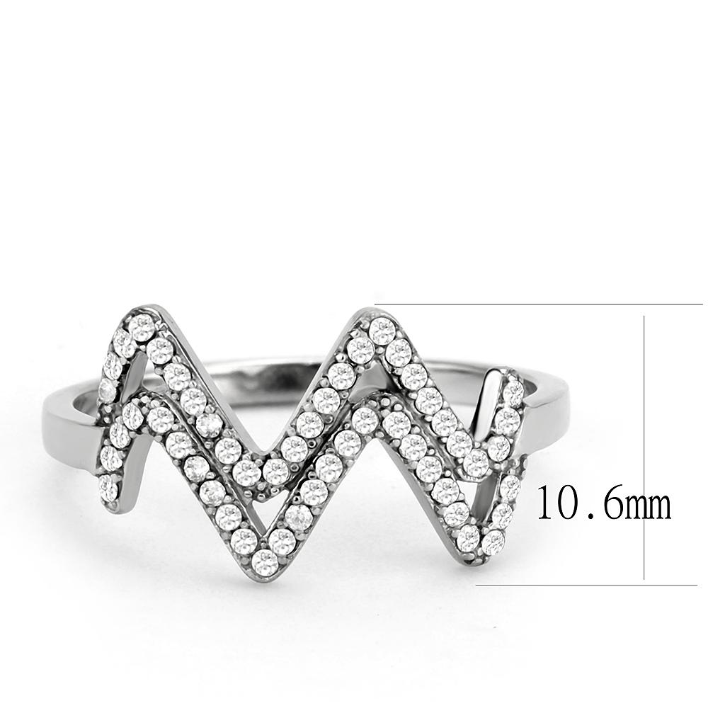 Stainless Steel Ring with AAA Grade Cubic Zirconia Gemstones