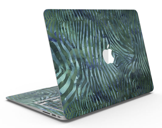 Deep Green and Blue Watercolor Zebra Pattern - MacBook Air Skin Kit - Decal