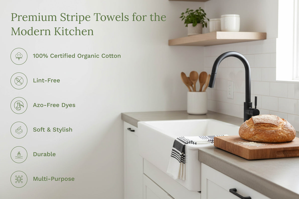 Striped Cotton Kitchen Towels – Set of 6