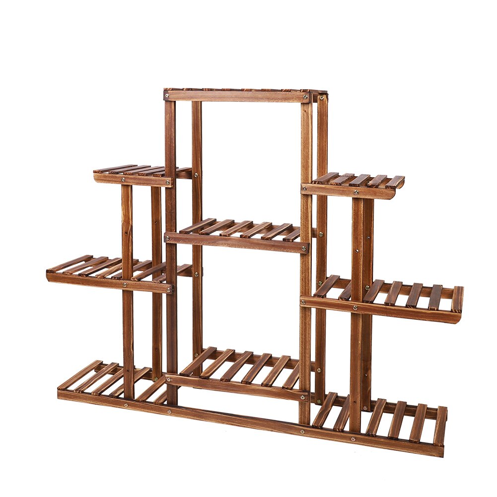 MULTI-shelf Indoor 9 Tier Wooden Plant Home Decor Stand - Green Thumb Solution