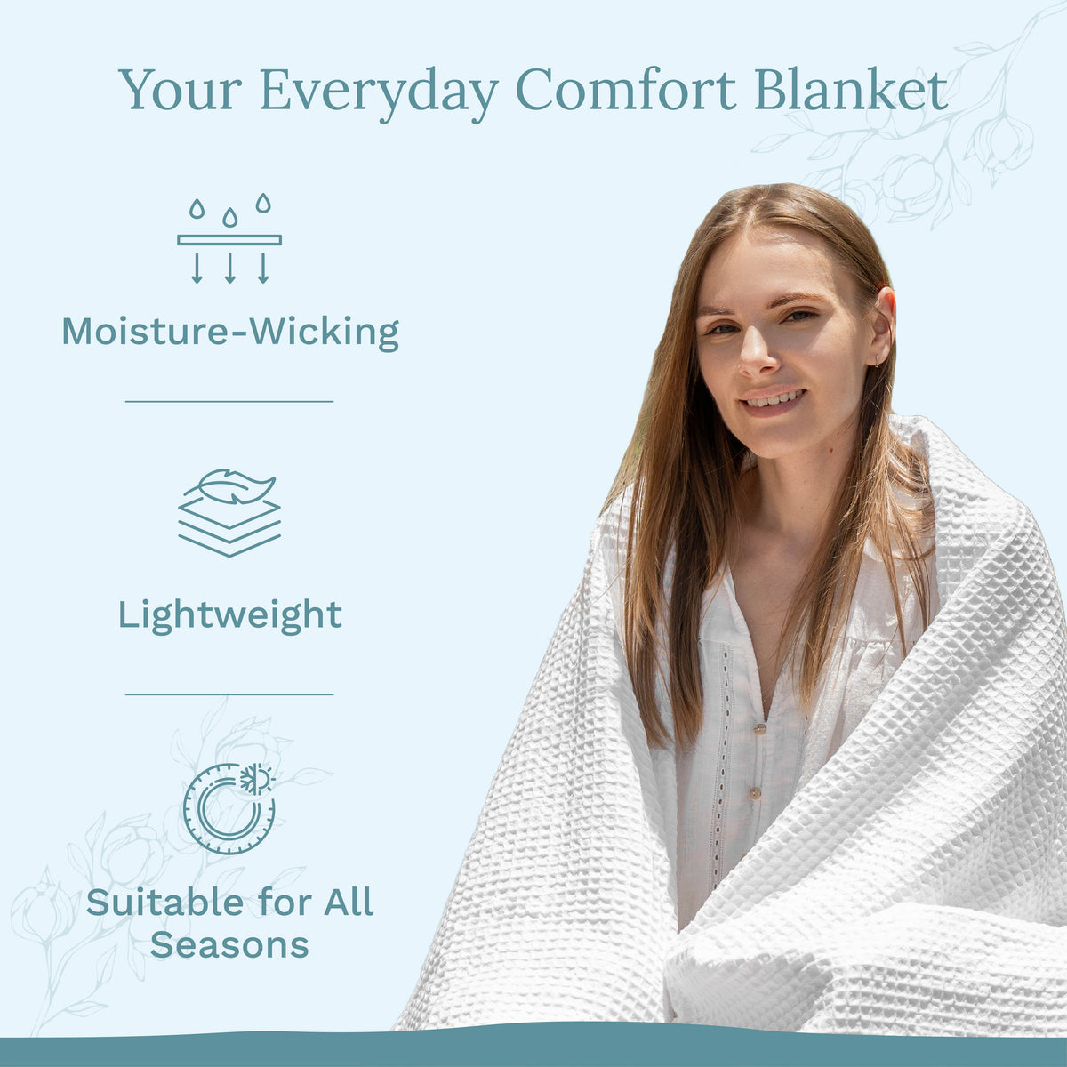 100% Cotton Waffle Weave Blanket