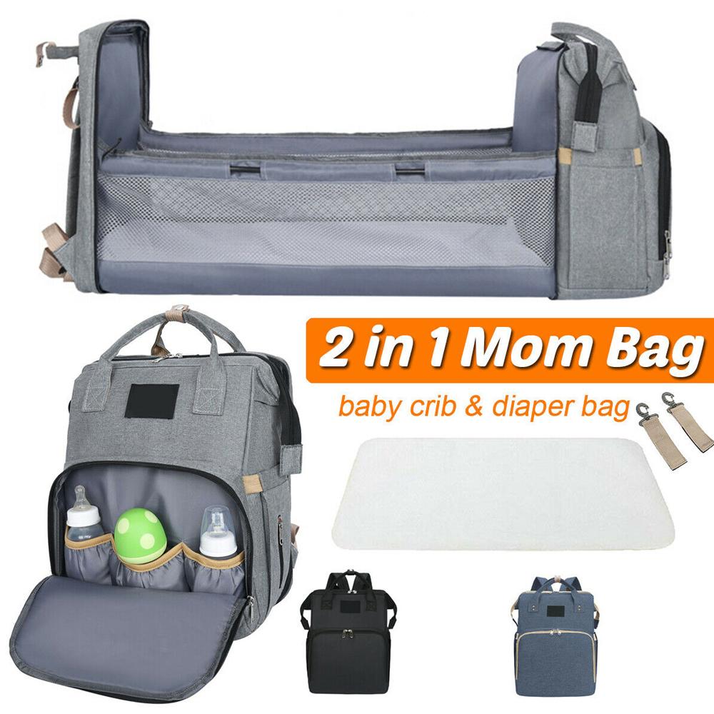 Diaper Bag with Baby Bed / Changing Station Mat - Hook on to Stroller