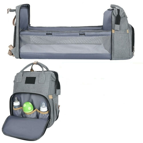 Diaper Bag with Baby Bed / Changing Station Mat - Hook on to Stroller - backpack