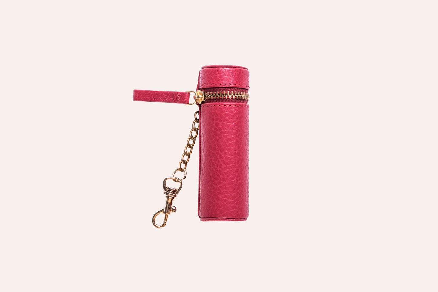 Lipstick Keeper/Holder Key chain - Genuine Pebble Leather