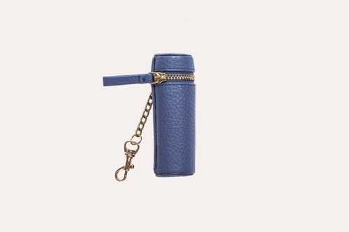 Lipstick Keeper/Holder Key chain - Genuine Pebble Leather