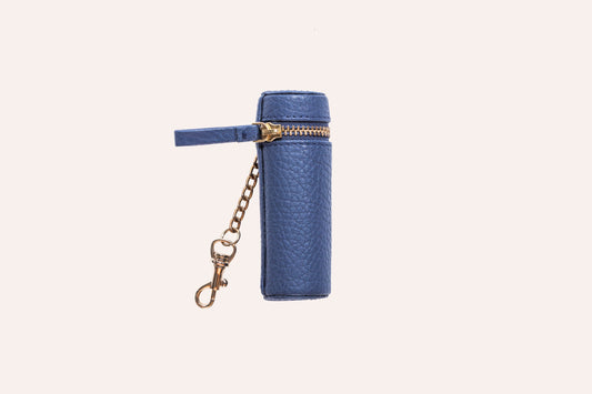 Lipstick Keeper/Holder Key chain - Genuine Pebble Leather