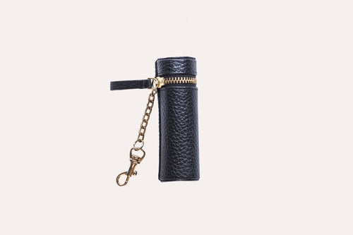 Lipstick Keeper/Holder Key chain - Genuine Pebble Leather