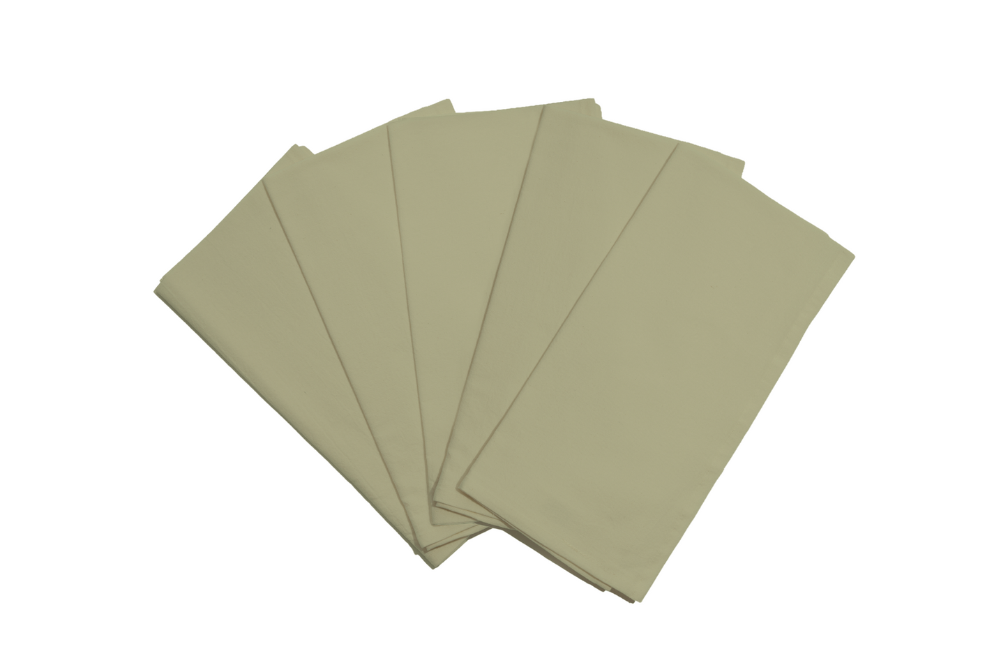 Five beige sheets of paper stacked on a white background