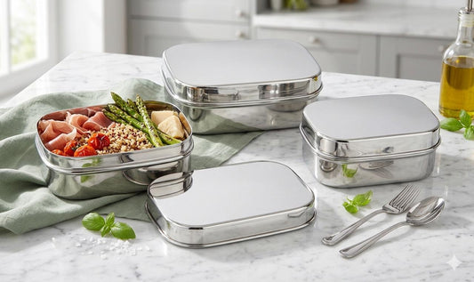 Nesting Stainless Steel Food Containers (Set of Three)