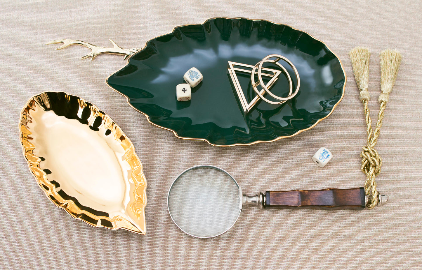 Pure Gold Leaf Accent Dish - French Porcelain with 24k Gold Interior | CASANOI