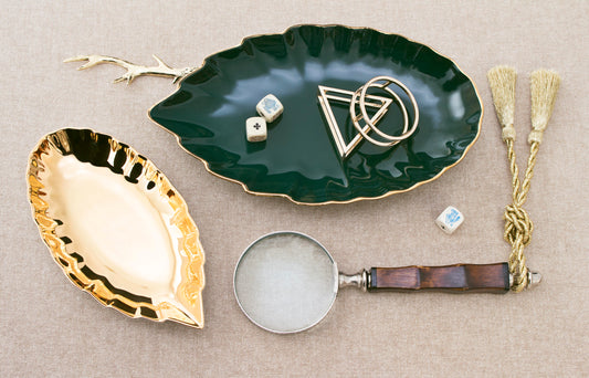 Pure Gold Leaf Accent Dish - French Porcelain with 24k Gold Interior | CASANOI