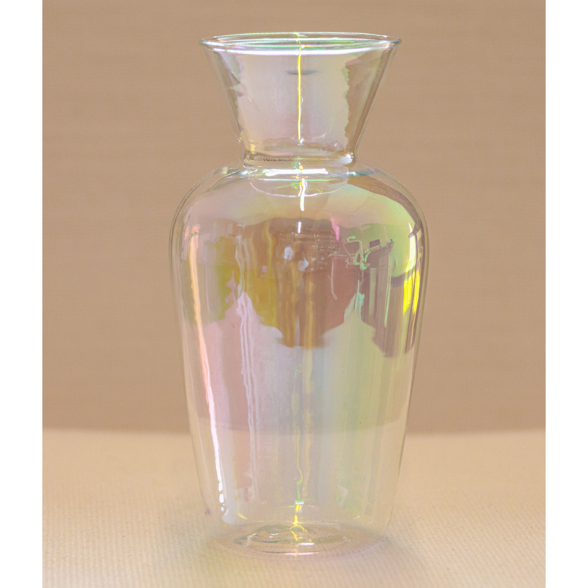 Rainbow prism iridescent glass vase