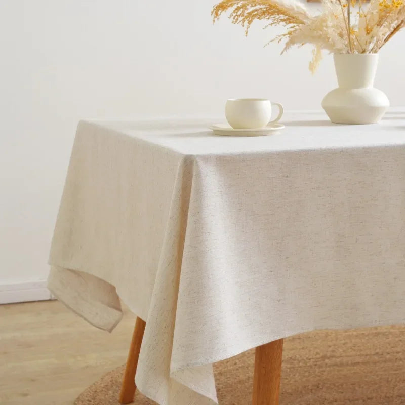 Cotton Linen Ruffled Tablecloth for Wedding Home Party Dining Banquet Decoration Flax Fabric Table Cloth Luxurious Table Cover