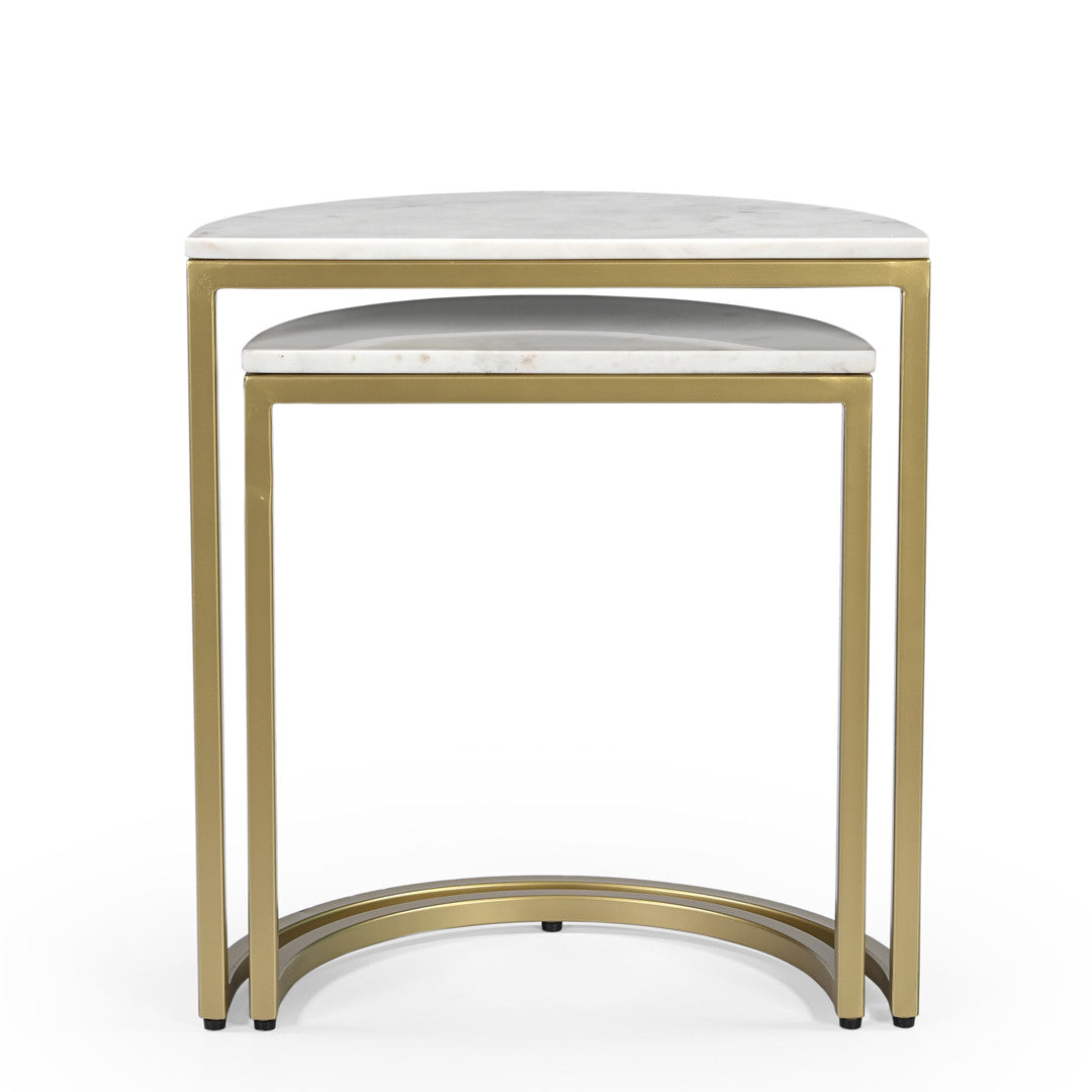 Burma White Marble Nesting Tables – Set of 2