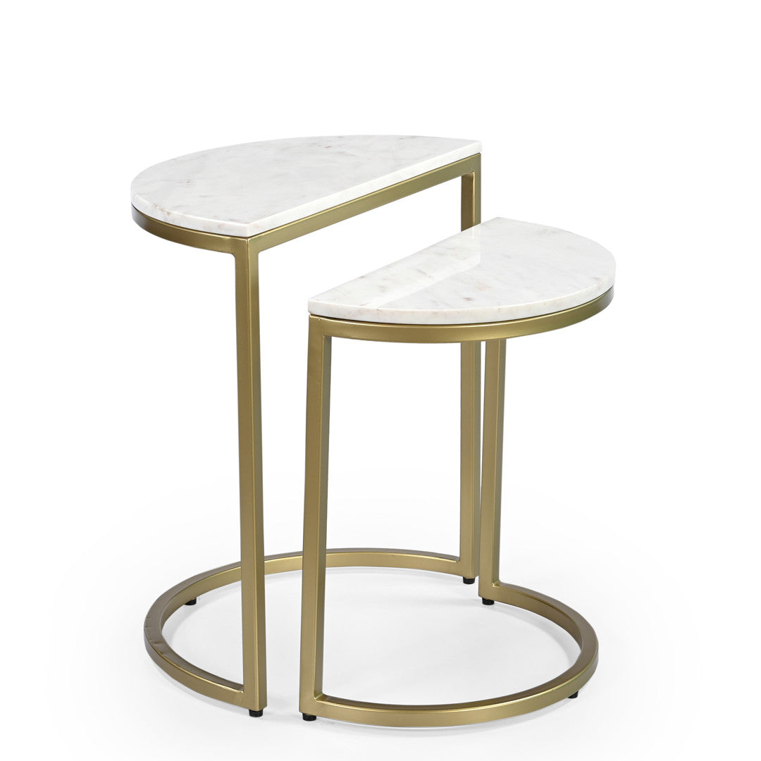 Burma White Marble Nesting Tables – Set of 2