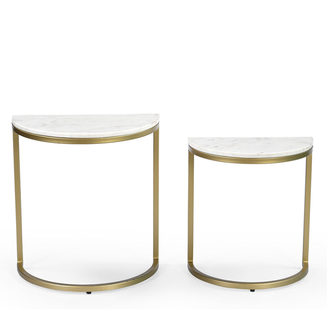 Burma White Marble Nesting Tables – Set of 2