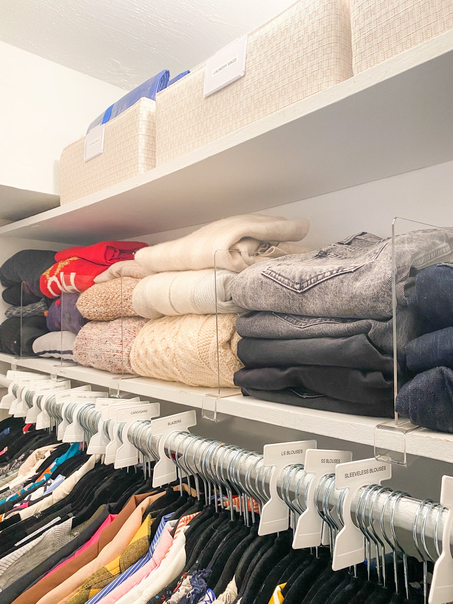 Clear Acrylic Shelf Dividers from Horderly- Organize drawers, closets and cabinets.