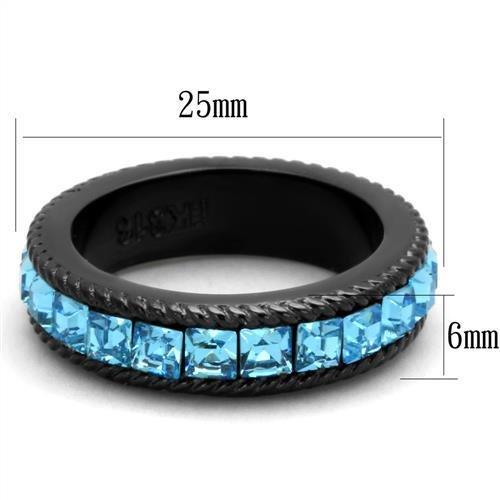 IP Black Ion-Plated Stainless Steel Ring with Top Grade Crystals