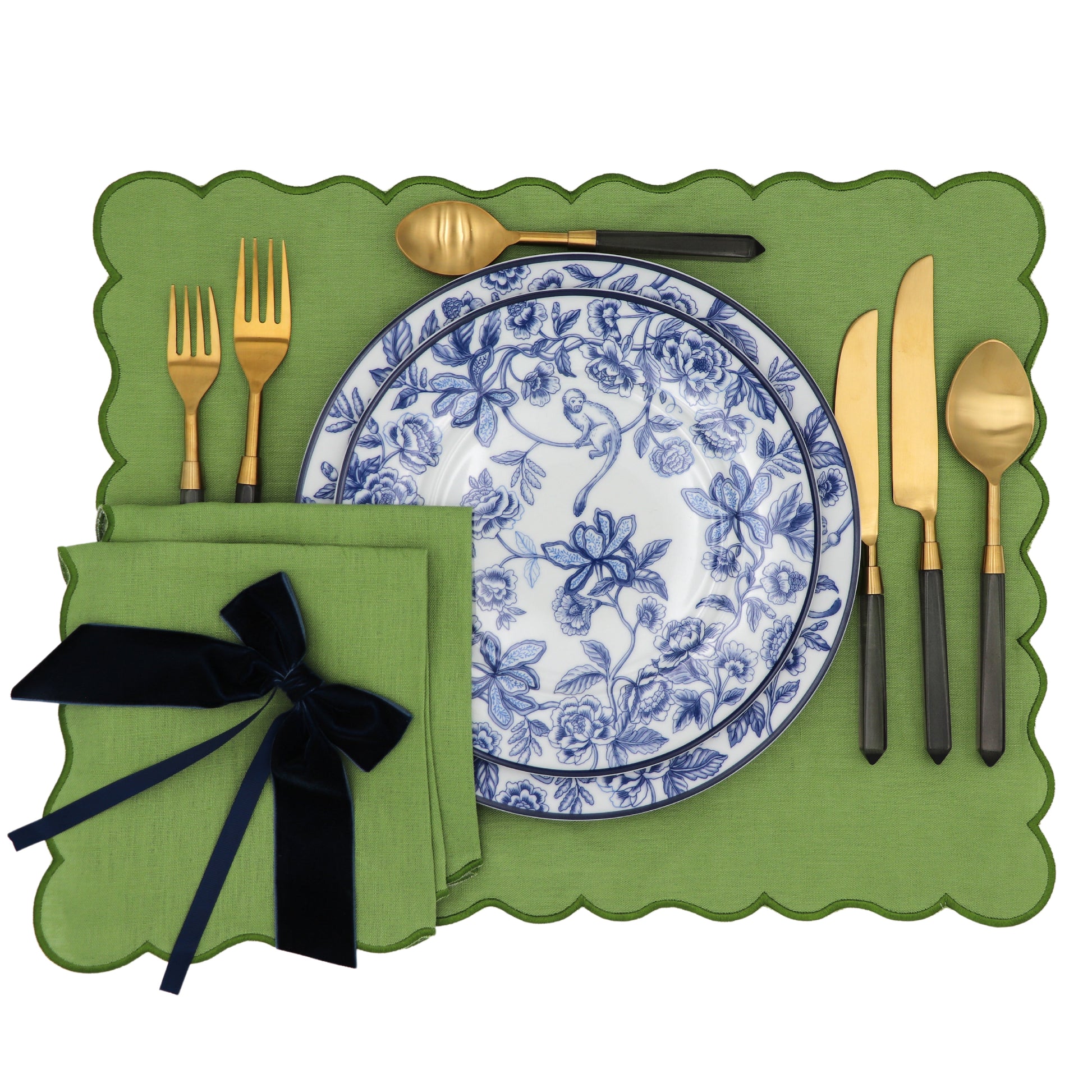 24pc Midnight Slate Cutlery Set - Gold Stainless Steel with Grey Handles | Ro'Table - visual of setting