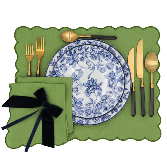 24pc Midnight Slate Cutlery Set - Gold Stainless Steel with Grey Handles | Ro'Table - visual of setting