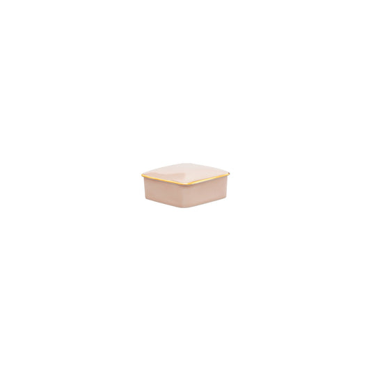 Our precious Grace collection features a soft pink glaze on delicate white porcelain, finished with a luxurious gold rim. This square accent box brings refined beauty and functional elegance to your home, perfect for storing treasures or displaying as a decorative piece.