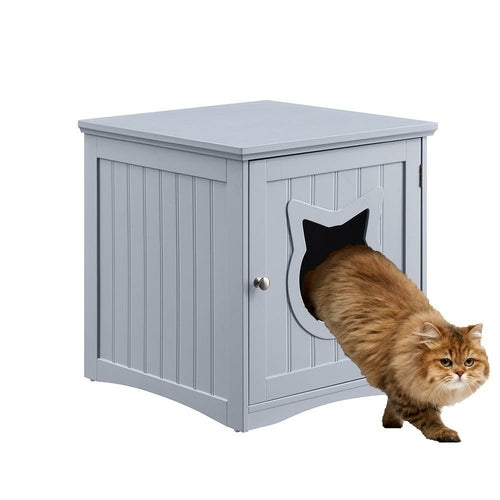 Wooden Cat House Side Table, Nightstand Pet House, Litter Box Enclosure - Hidden Litterbox