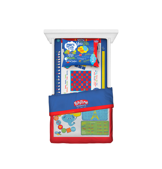 Playtime Bed Sheets Twin 65 Fun Interactive Games & Puzzles. Blue