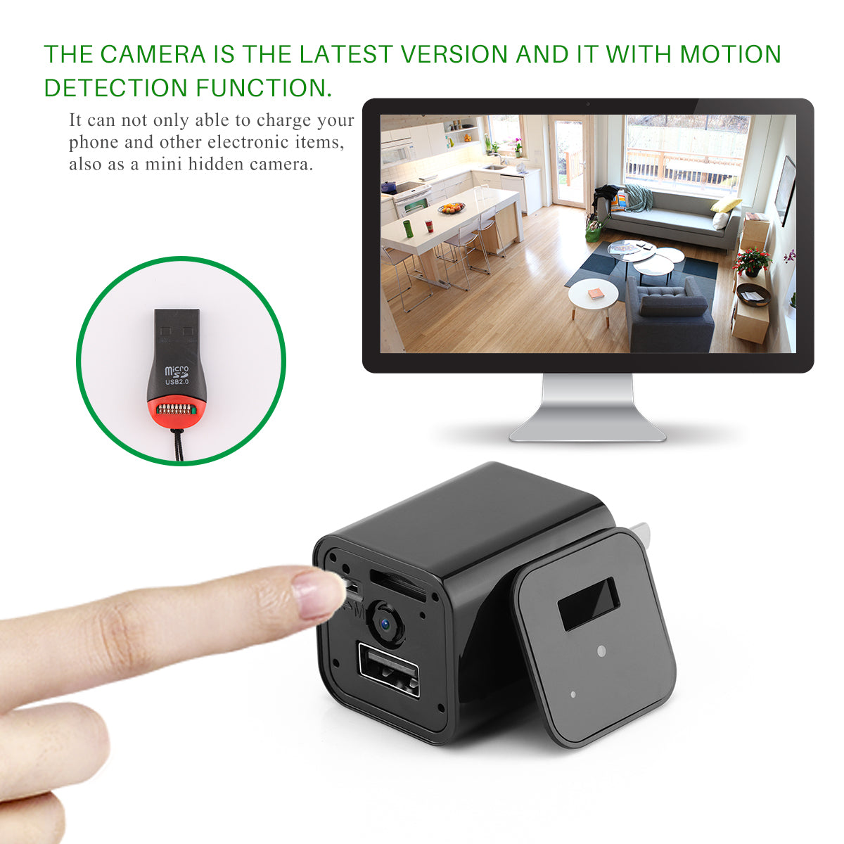 HD 1080P Hidden Camera USB Functional Charger Home Security