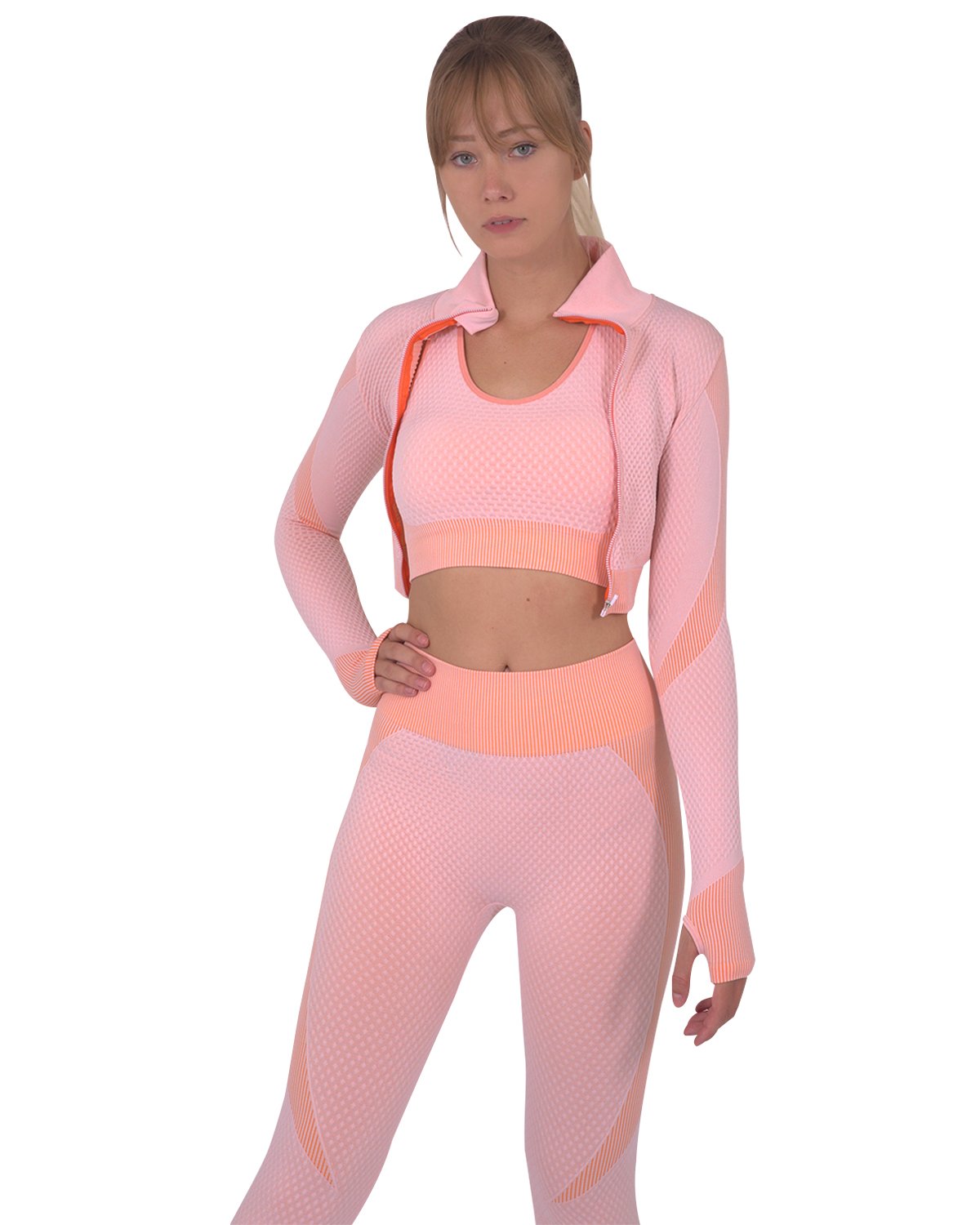 Trois Seamless Sports Crop Jacket - Pink