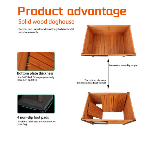 45" Dog House Outdoor and indoor wooden kennel