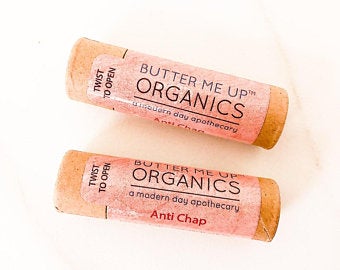 Organic Anti-Chap Lip Balm by Butter Me Up Organics - Nature's Kissable Lips - Chapped Stick 