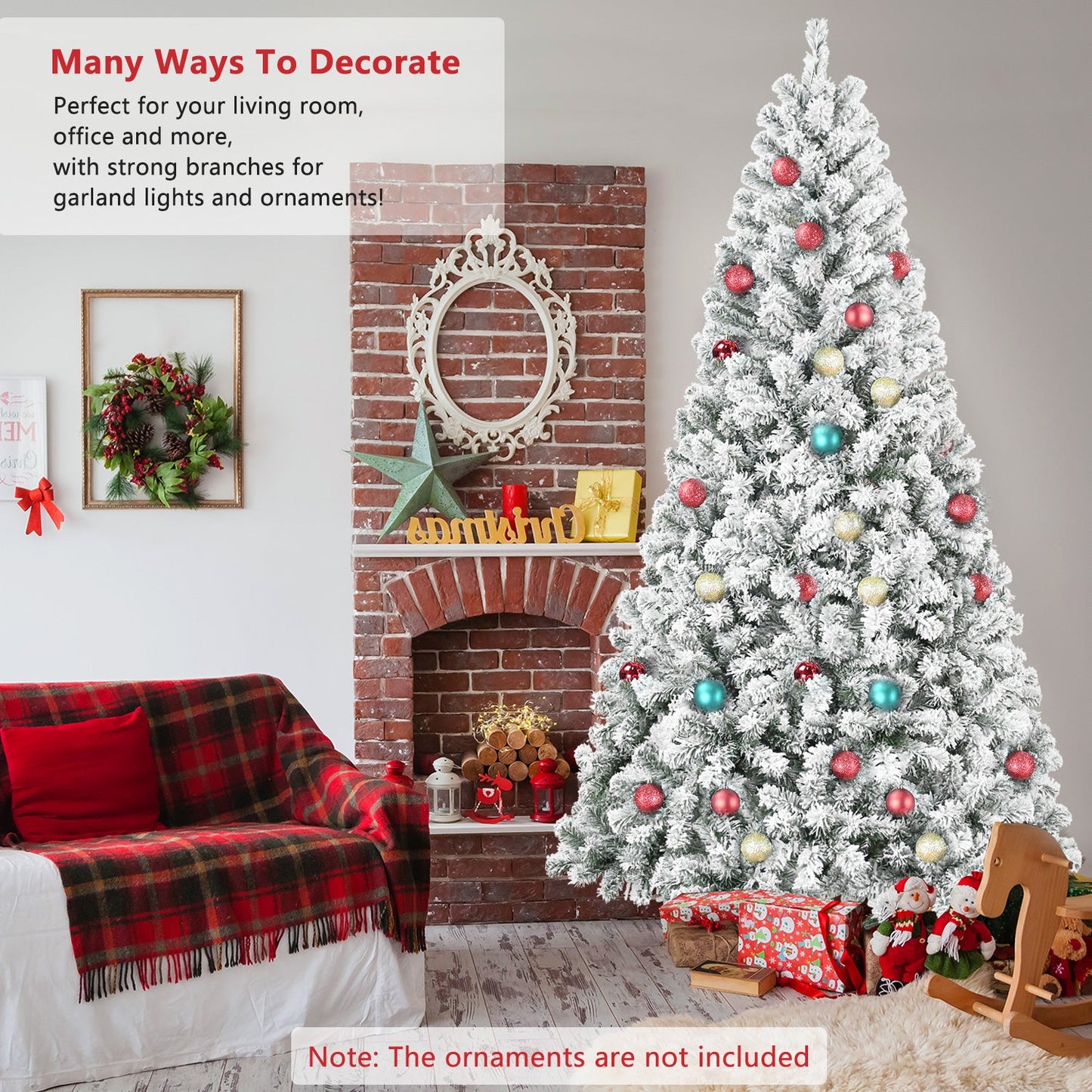 6FT Flocked Christmas Tree – Artificial Snowy Holiday Tree with 678