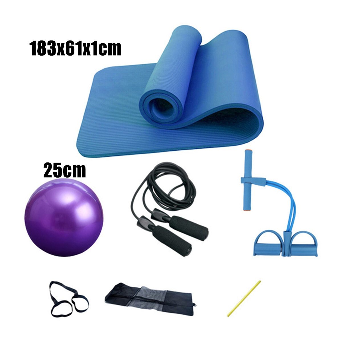 Deluxe Yoga Fitness 5 pcs Exercise Set mat