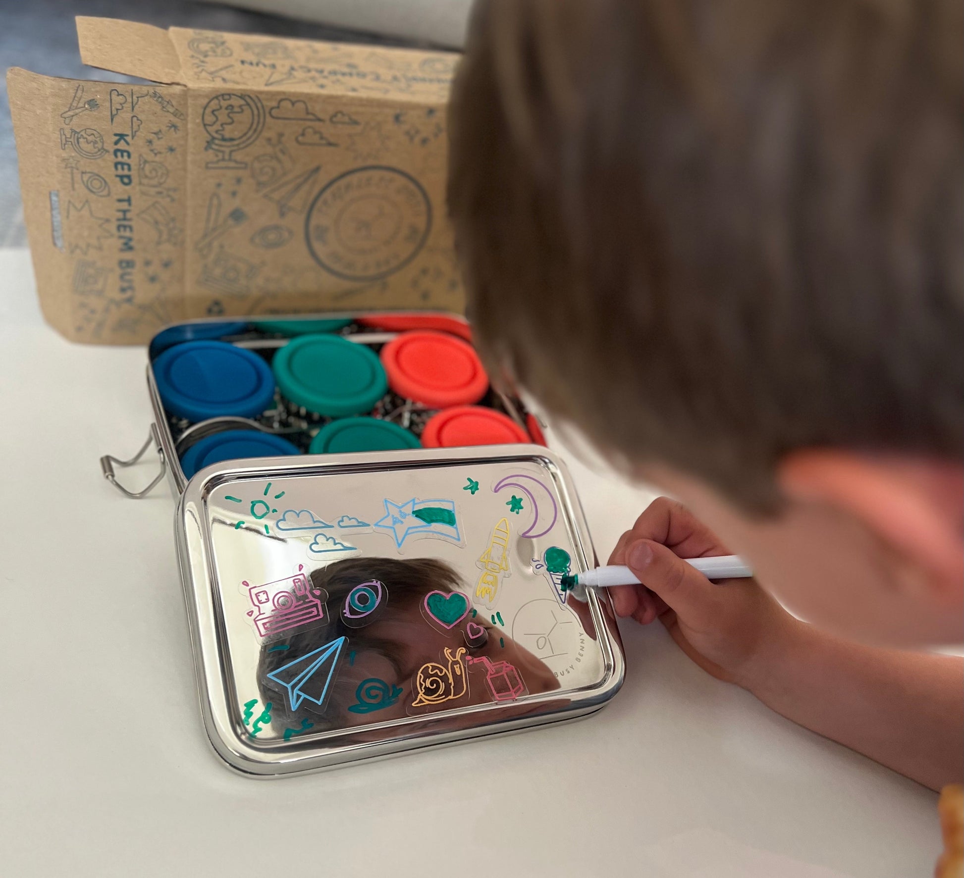 Stainless Steel Bento Snack Box - 6 Compartments for Kids' Lunches & On-the-Go