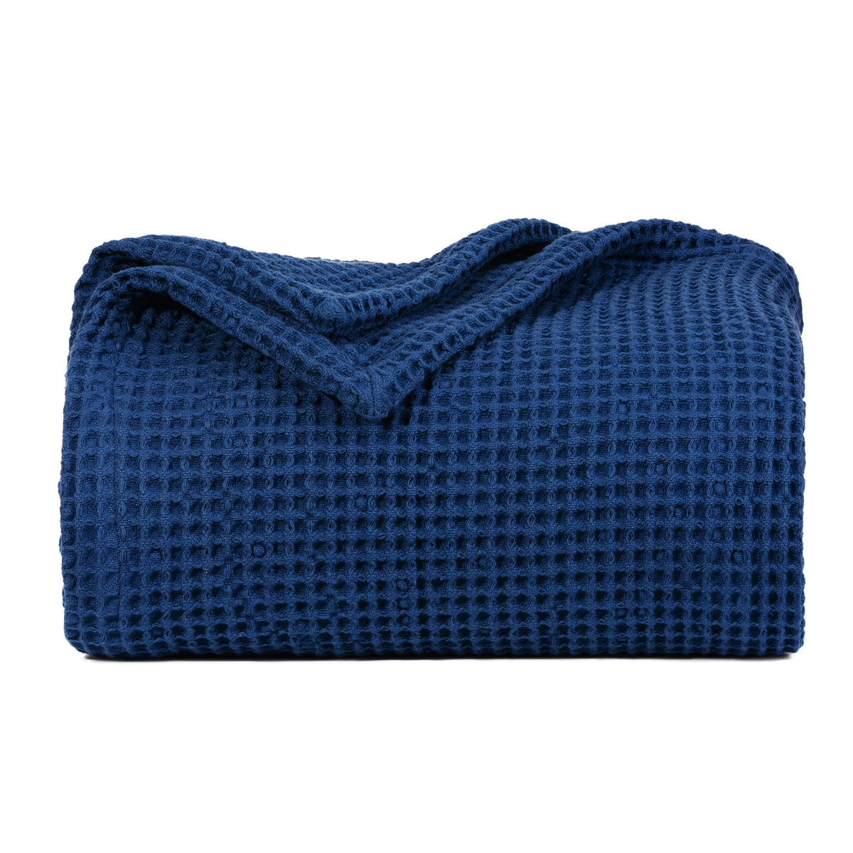 Blue textured blanket on a white background